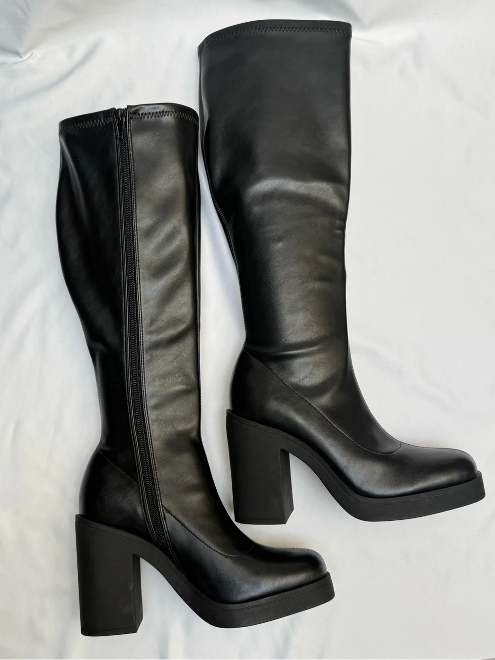 NEW Madden Girl Dreamerr Black Knee High Boots Block Heel Platform Size 7